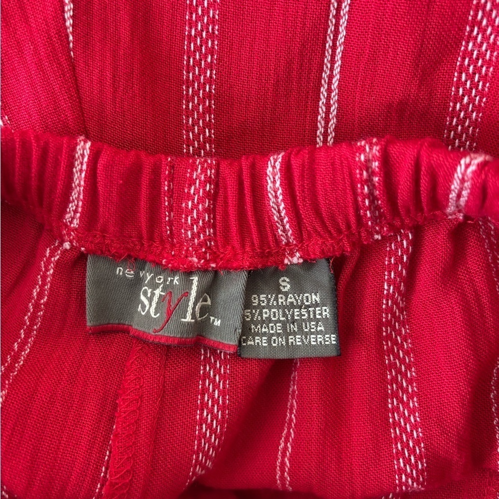 New York Style Red White Stripe Tank Vest and Matching Wide Leg Pants Set Size S - Picture 7 of 7